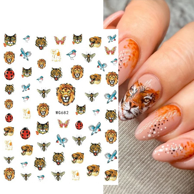 3D наклейки для дизайна ногтей с животными самоклеящиеся изображением молока