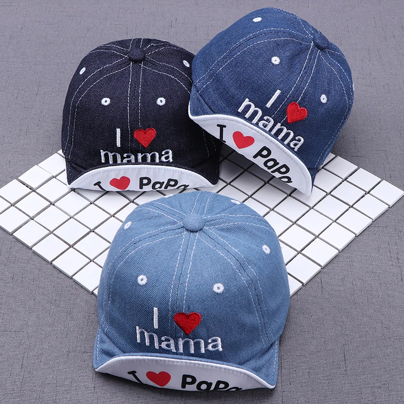 

Fashion Denim Baby Hat Pama Letters Kids Baseball Caps Summer Boy Girl Sun Hats Visor Baby Caps Accessories 3-12 Months