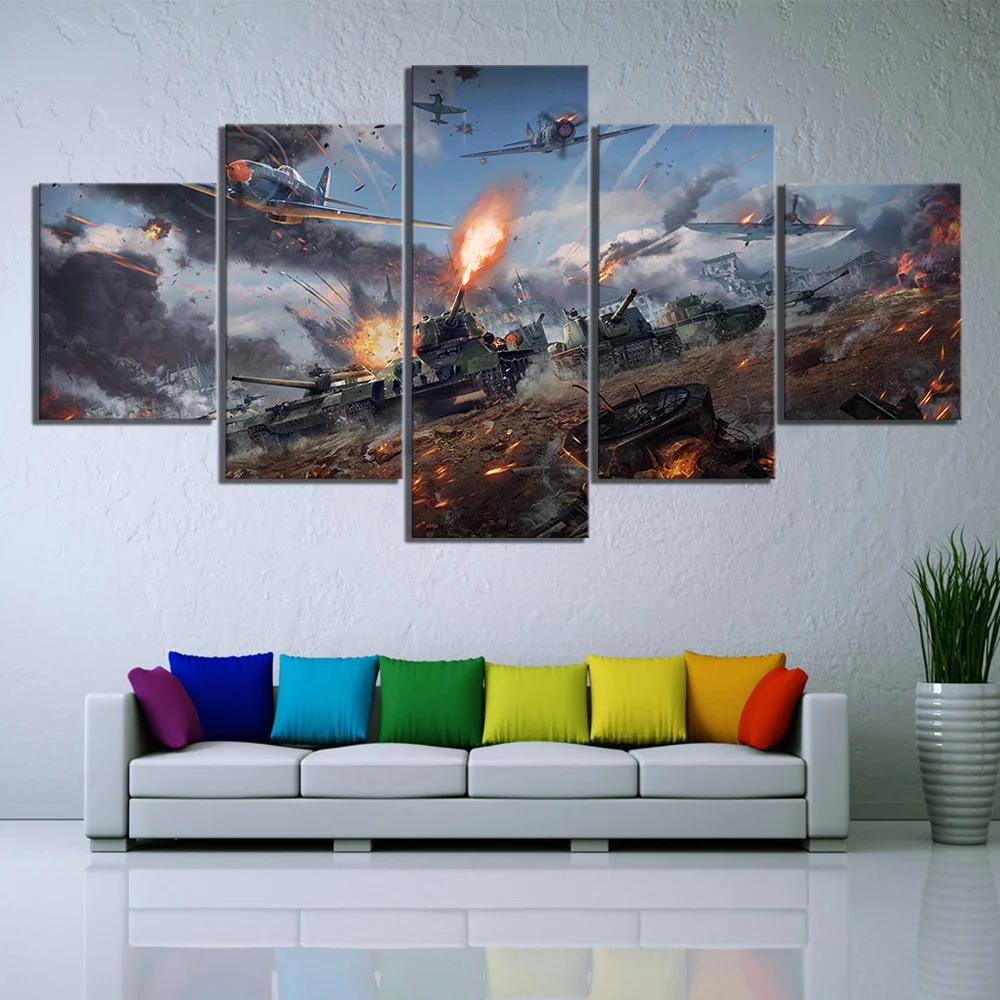 Картины на холсте HD с рисунком домашний декор 5 панелей Настенная картина Война