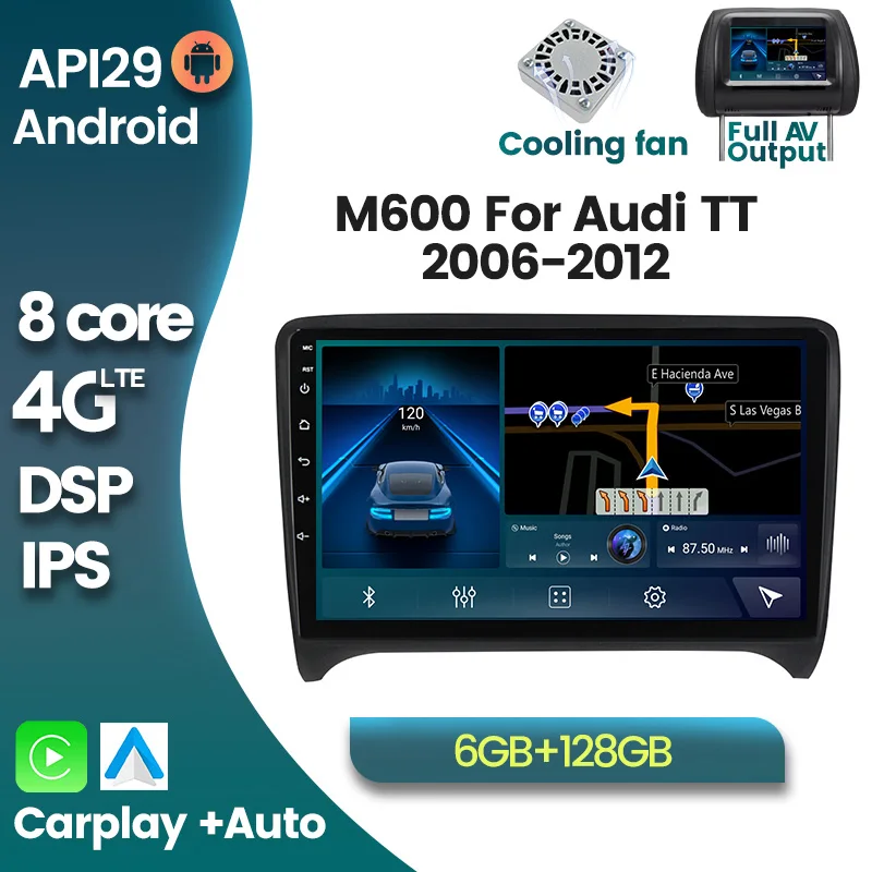 Автомобильный мультимедийный плеер 7862, 8 ядер, Android 10, Gps-навигация для Audi TT MK2 8J 2006-2014, автомобильное аудио carplay DSP IPS экран
