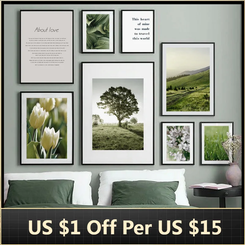 Картина на холсте цветок лист растение дерево холмы природный пейзаж