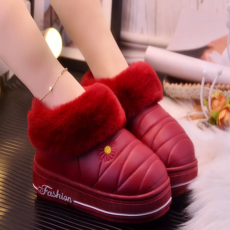 

Winter new home non-slip and velvet warm slippers women's fashion thick-soled cotton shoes hot sale plus size 40-41