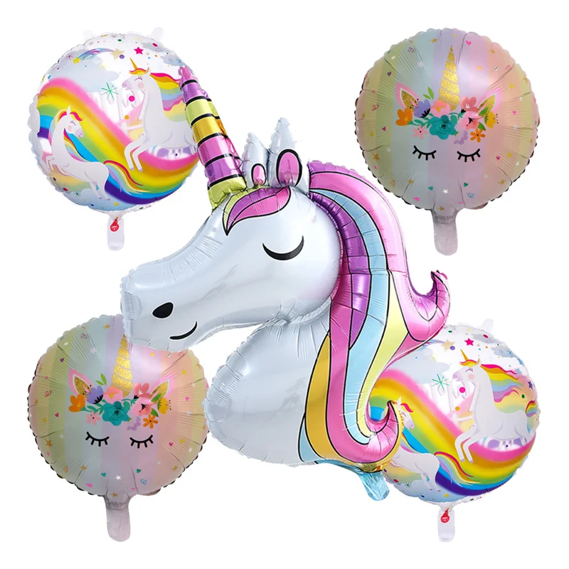 

5pcs 75*112cm Birthday Rainbow Unicorn Balloons Foil Balloon Birthday Party Decorations Baby Shower Party Decoration Globos