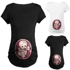 Летняя футболка для беременных, Размер , милый Детский принт для беременных, футболки с круглым вырезом и коротким рукавом, женская одежда для беременных, Забавные топы, футболки
