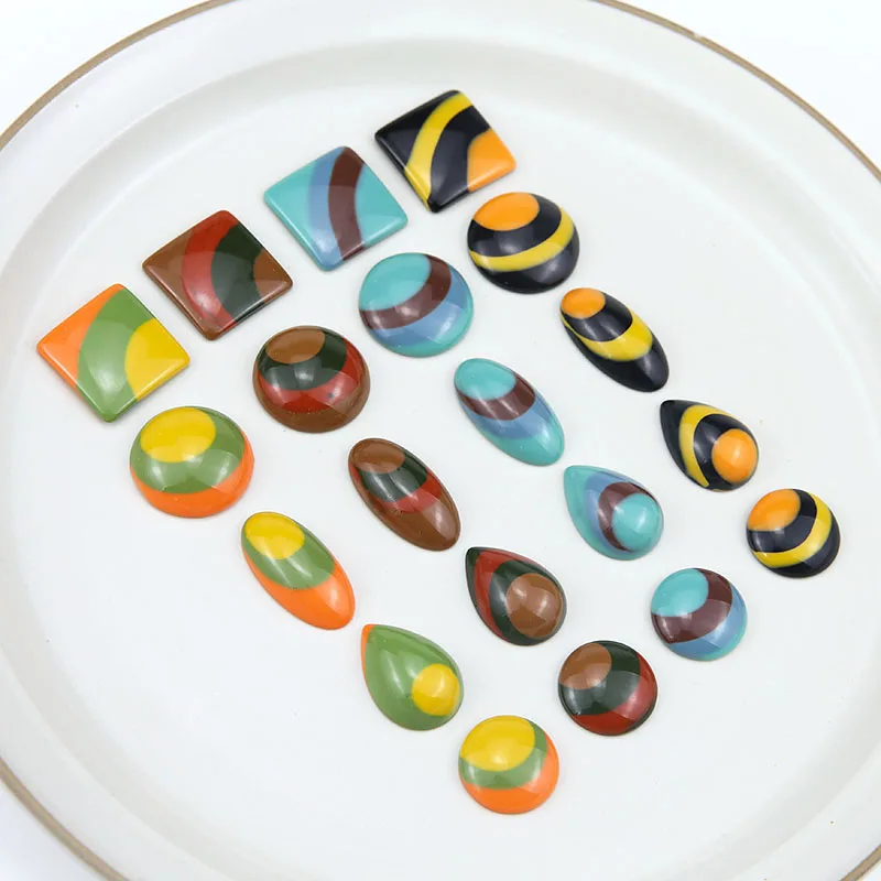 Круглые/квадратные/овальные полимерные бусины ручной работы с плоской задней