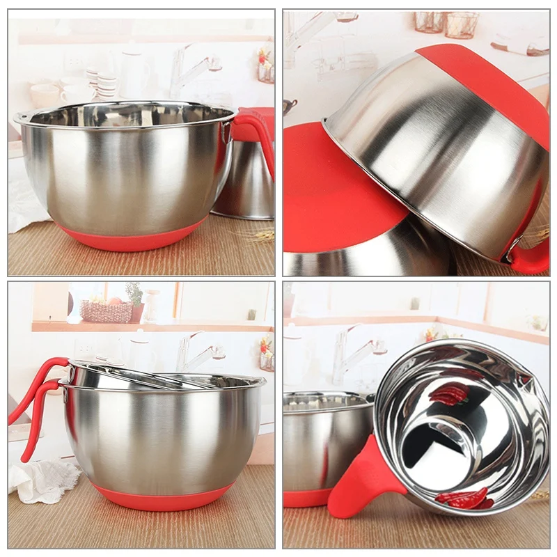 

Stainless Steel Mixing Bowl Set for Kitchen Mix Cook Bake Prep,Mixing Bowls with Lids & Grater Attachments-1.5/3/5 QT