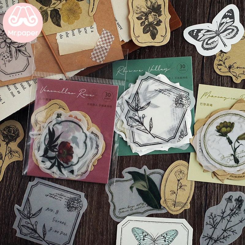 Mr.paper 30 шт./лот винтажная бумага для цветов сливочного масла крафт карты дневные