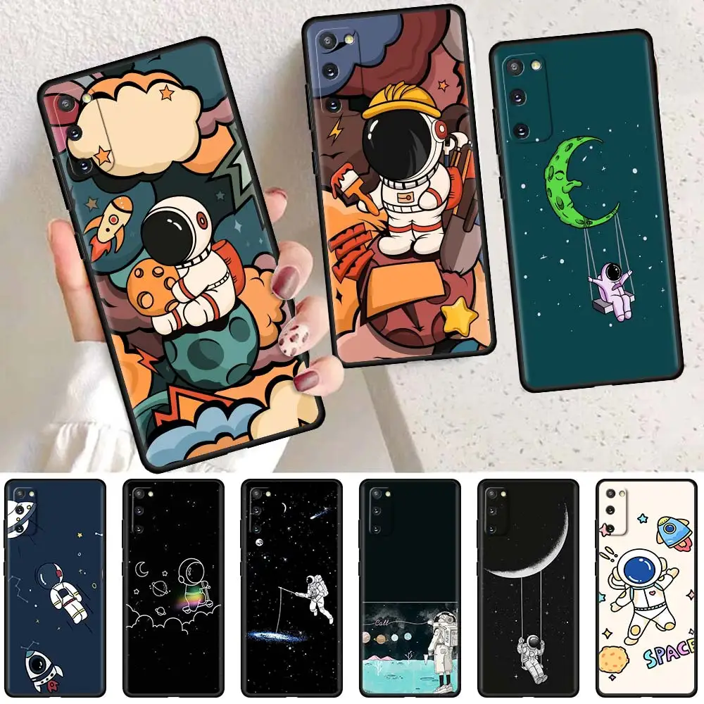 

For Samsung Galaxy S20 S21 FE S10 Lite S9 S10e S8 S7 Edge Phone Case Note 20 Ultra 10 Plus TPU Soft Cover Astronaut Universe