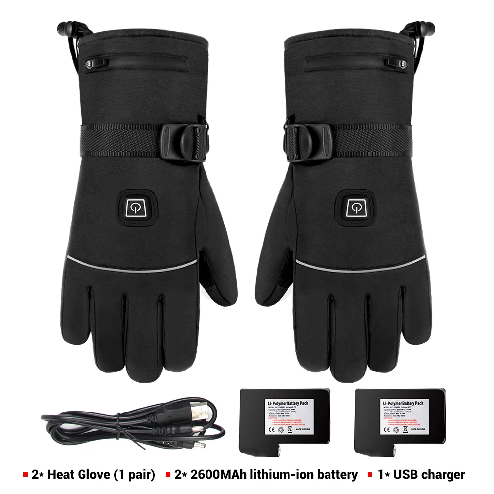 A2 With 2pcs Battery HEROBIKER Мотоциклетные Перчатки Водонепроницаемый с подогревом Guantes Сенсорный экран Батарея приведенный в действие Мотогонки Ездовые перчатки зимние - Цвет: A2 With 2pcs Battery