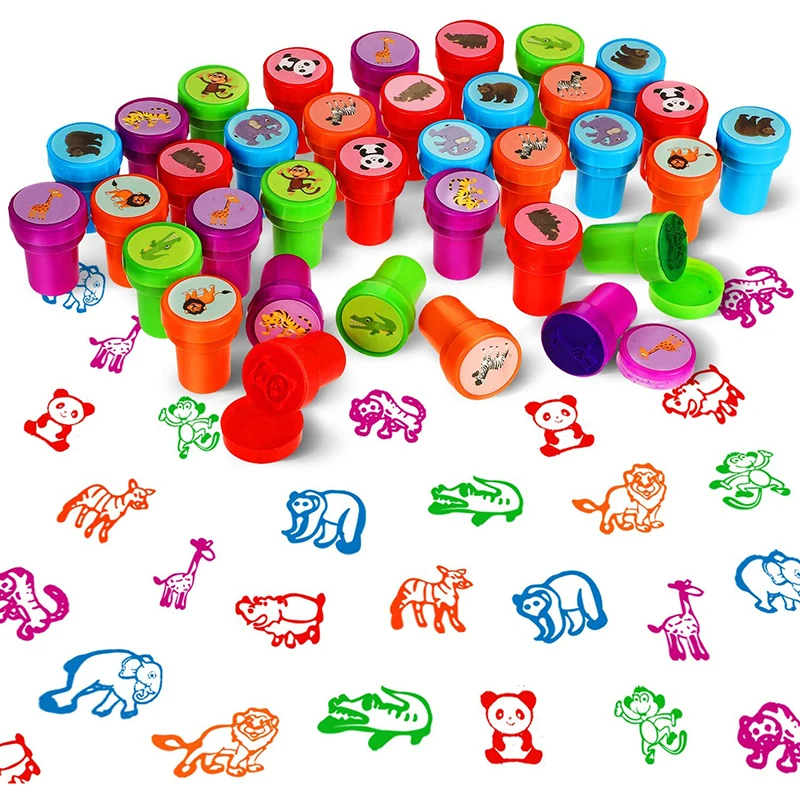 10pcs Assorted Stamps for Kids Self-ink Stamps Children Toy Stamps Smiley Face Seal Scrapbooking DIY Painting Photo Album Decor
