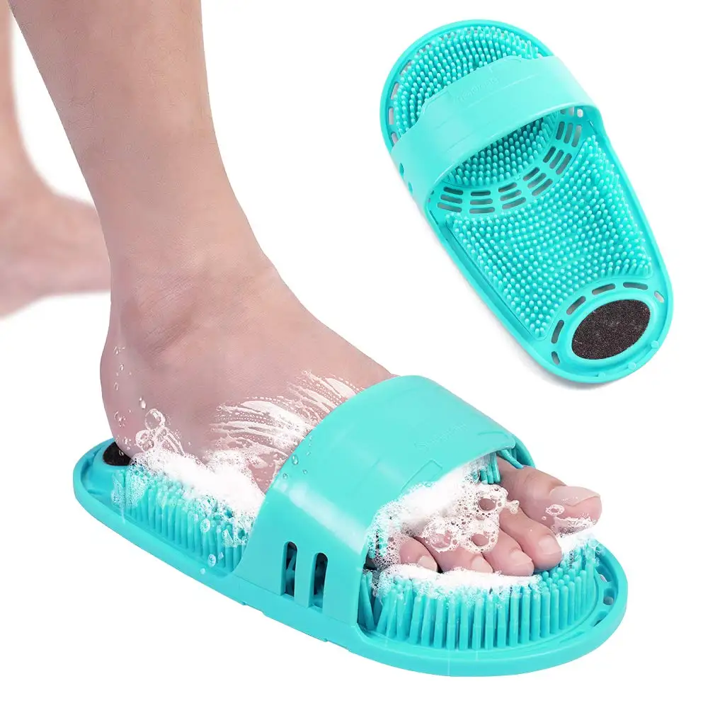 Foot Brush For Bathroom Silicone Clean Massage Slipper Wash Feet Exfoliating Wash Feet Bath Brushes Shower Scrubber Tools 1PC
