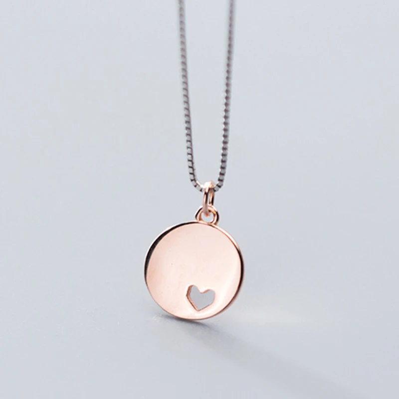 Ожерелье из стерлингового серебра 925 пробы с полым сердцем круглая подвеска на