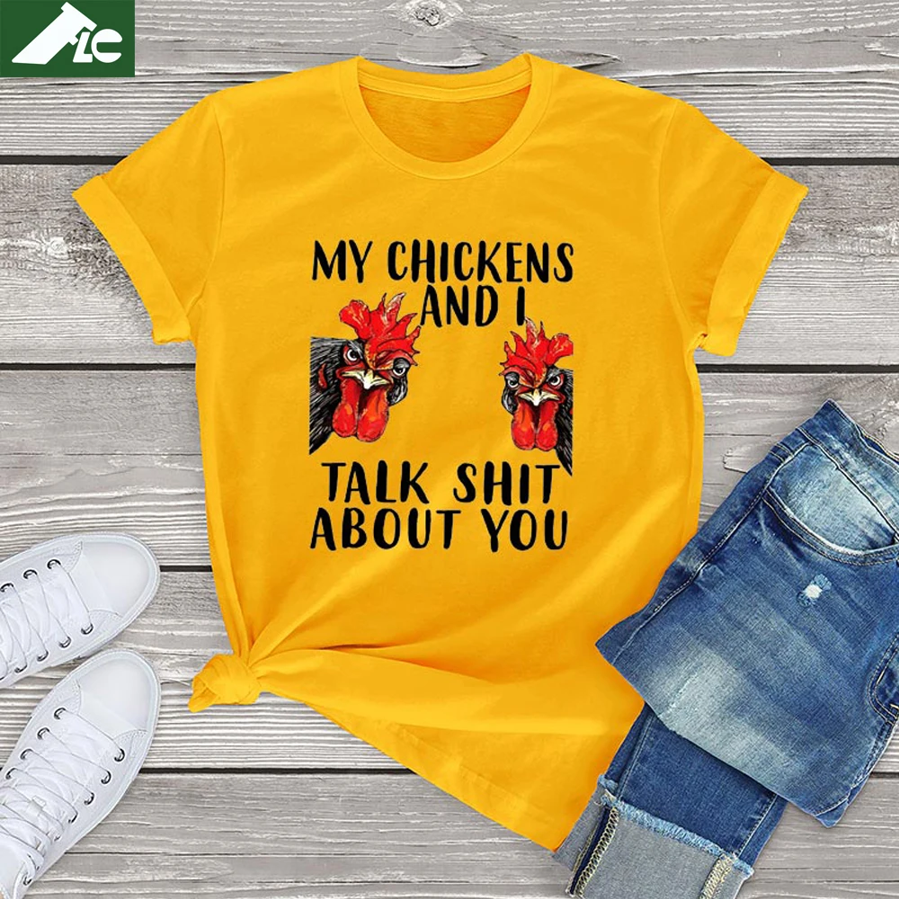 

My Chickens And I Talk About You T Shirts Women Funny Chicken Lover Gifts Graphic Womens T Shirts Unisex Short Sleeve EU Size