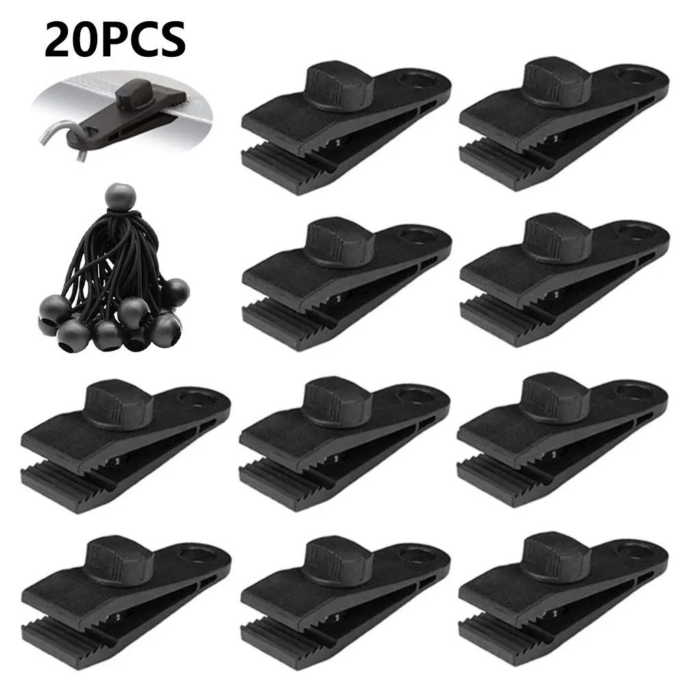 

10Pcs Canopy Awning Tarp Clips+Bungee Ball Set Outdoor Tent Buckles Reusable Tent Fastener Clip Holder+Heavy Duty Cords Supplies