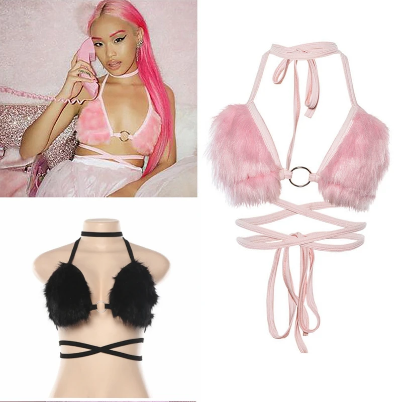 Сексуальный женский короткий топ с открытой спиной флисовый чокер бандажный