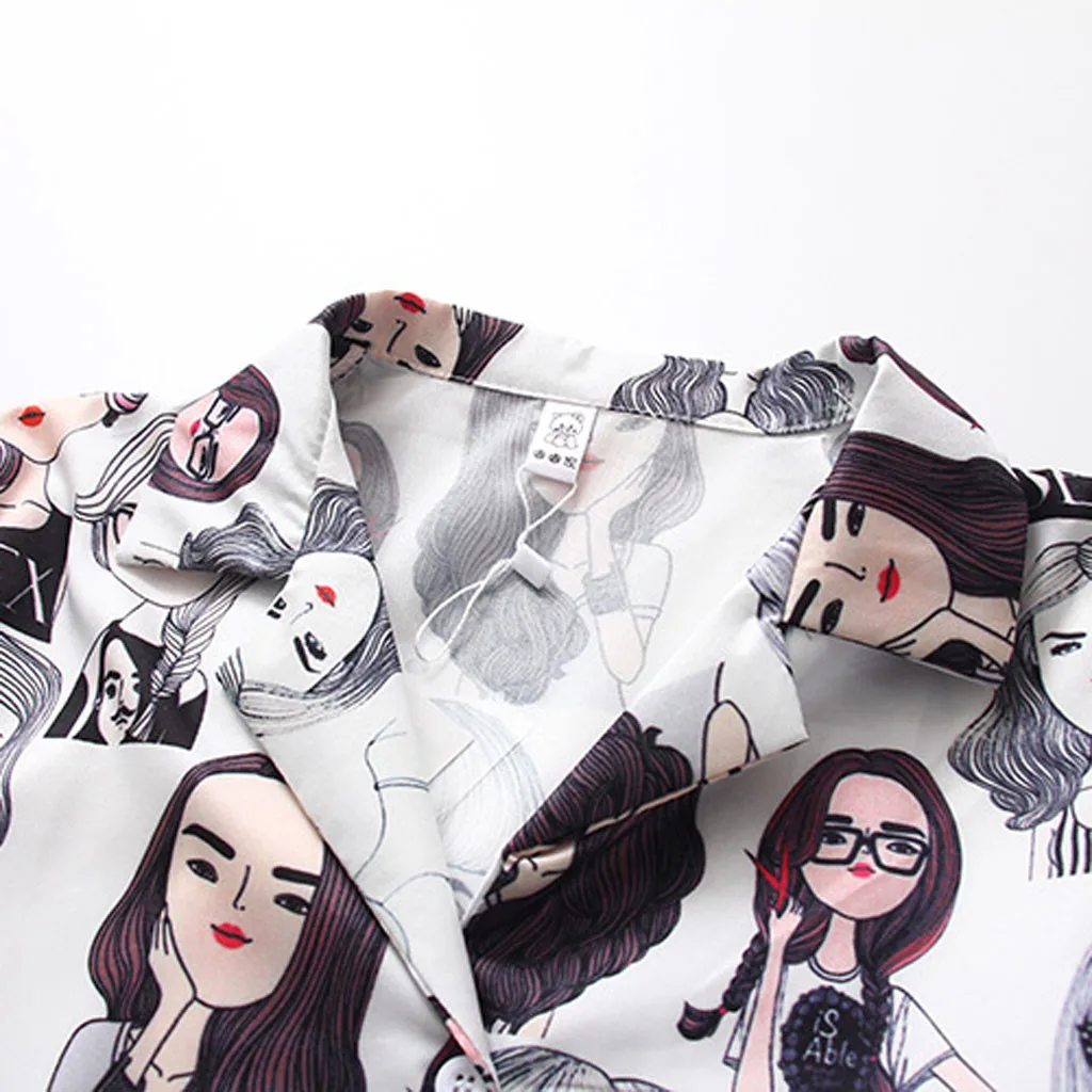 

Women Fashion Vintage Print Korean Shirt Short Sleeve Casual Loose Turn-down Collar Blouse Femme blusas mujer de moda 2020