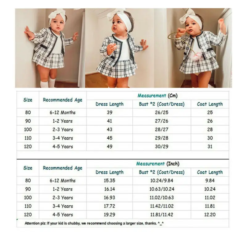 Комплект одежды для маленьких девочек 1 6 лет клетчатое пальто с длинным рукавом