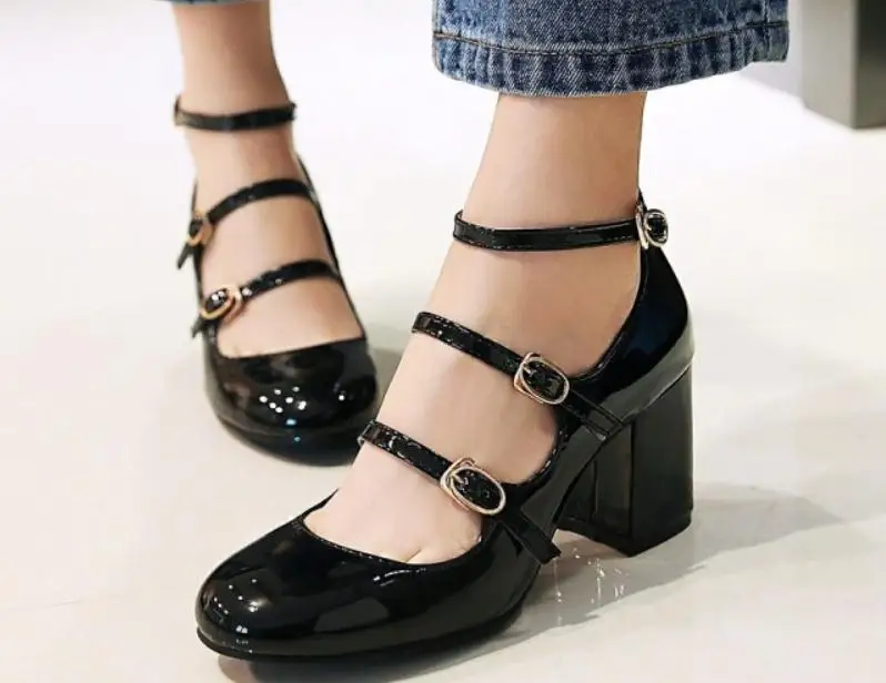 

2020 Women's shoes in Spring and Autumn with New style fashion High heel Coarse heel round head