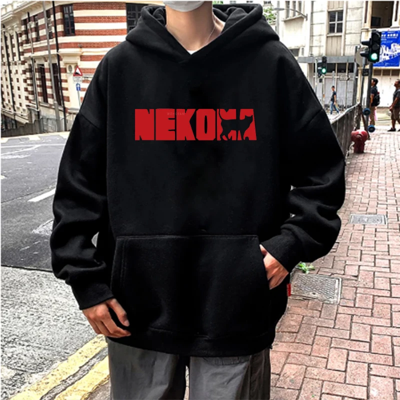 

Harajuku Anime Haikyuu Manga Hoodies NEKOMA Letter Printed Hooded Sweatshirts Unisex Oversized Tracksuit Female Winter COTTON