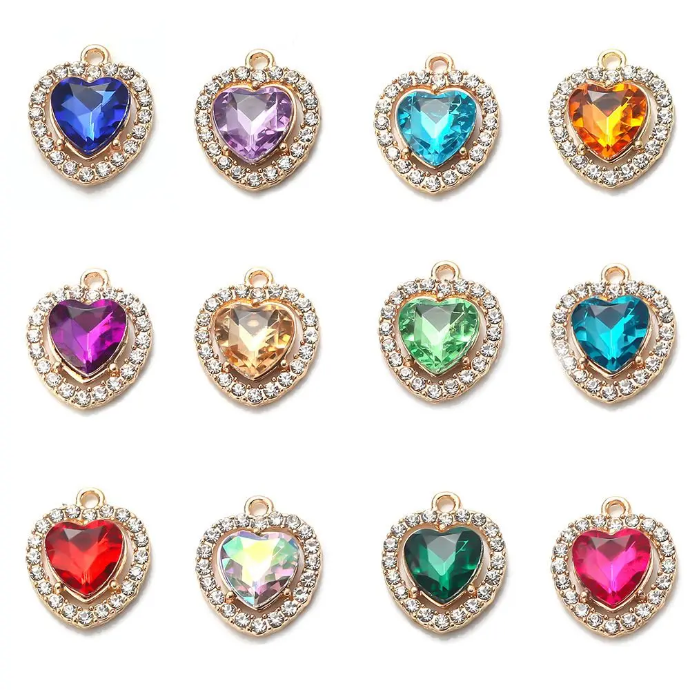 

New 10pcs 18mm Heart Shaped Rhinestone Acrylic Buttons Silver Metal Pendant Gift Box Decoration DIY Wedding Dress Decoration