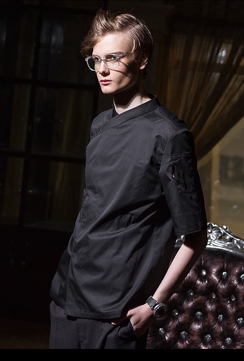 Новый мужской костюм повара куртка шеф ресторана тонкая форма одежда для летняя