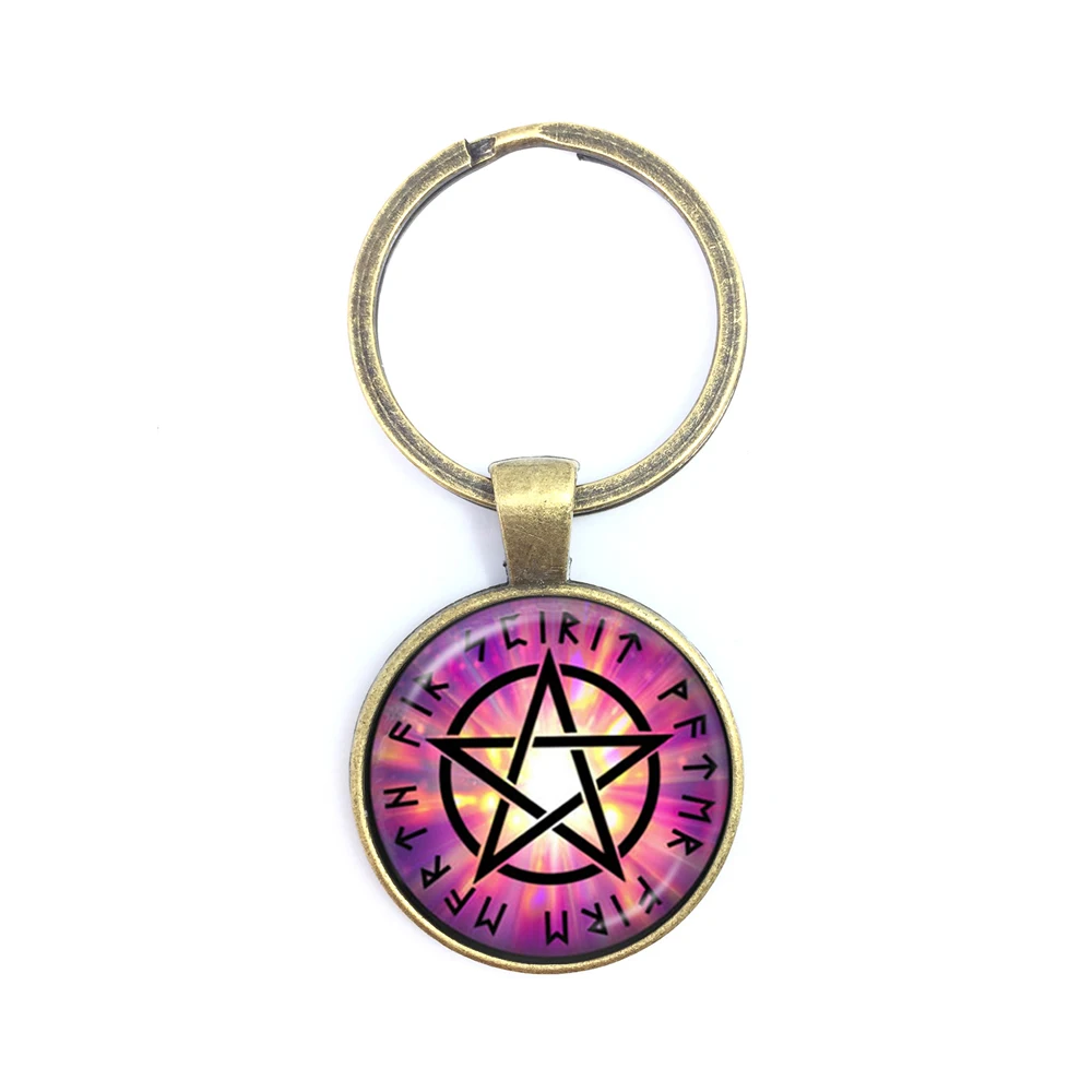Ювелирные изделия YANHONG кольцо для ключей из сплава стеклянная пентаграмма звезда