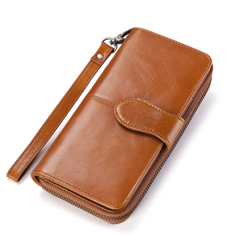 

Wallet Women 100% Genuine Leather Female Fashion Wallets Coin Purse Long ID Card Purses Cell Phone Coin Pocket Money Bag New