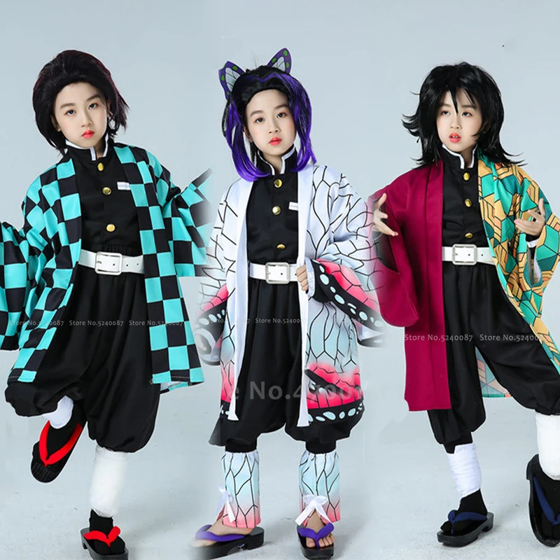 Kimetsu без Yaiba Униформа Cos Детская короткая футболка с героями из японского аниме