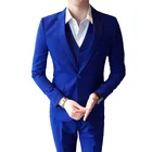 2021 (Блейзер + брюки + жилет) Эксклюзивный мужской свадебный пионер облегающий костюм из трех предметов мужской однотонный деловой повседневный костюм