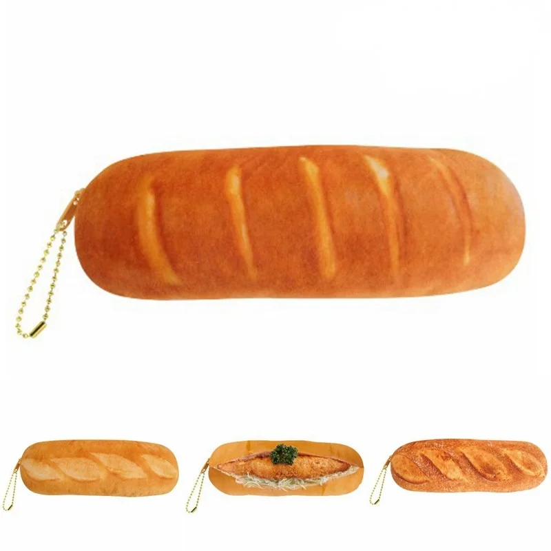 

Funny Simulated Baguette Pencil Case Bread Shape Storage Bag Creative Backpack Decoration Students Stationery Pouch Zipper Bag