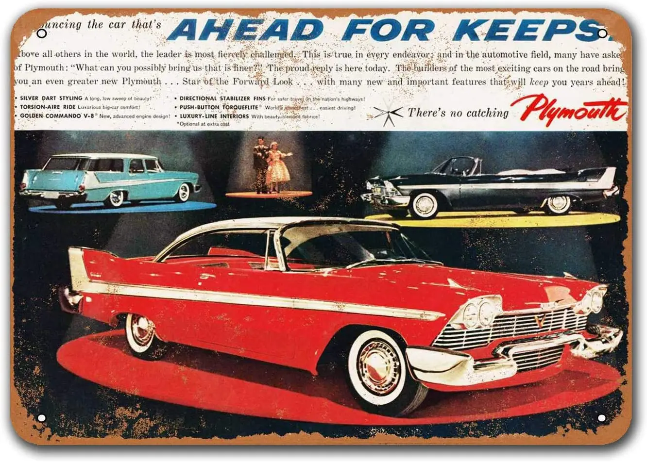 

1958 Плимут винтажные жестяные знаки автомобили, Sisoso металлические таблички постер гараж мужская пещера Ретро Декор стен 12x8 дюймов