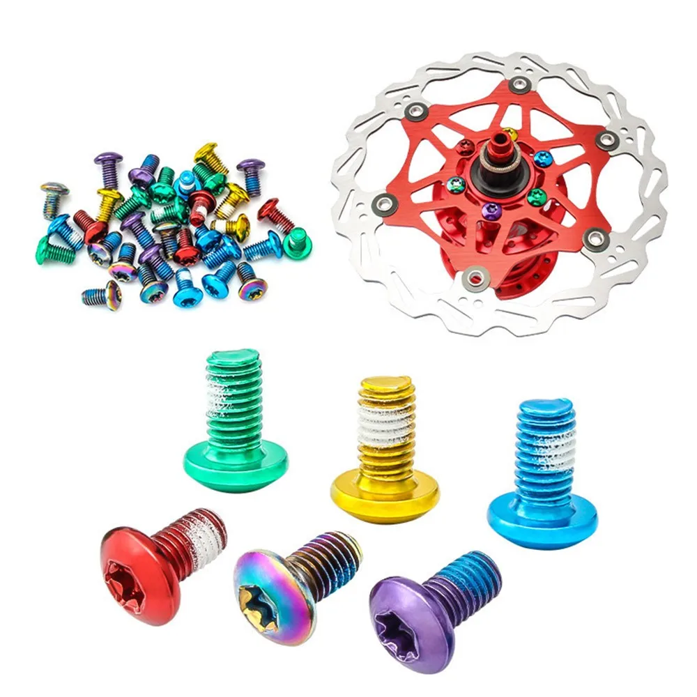 

12PCS Bike Fixing Screws Mountain Bicycle Stainless Steel Brake Disc Brake Rotor Bolts Screws With Wrench M5 X10mm Cycling Parts