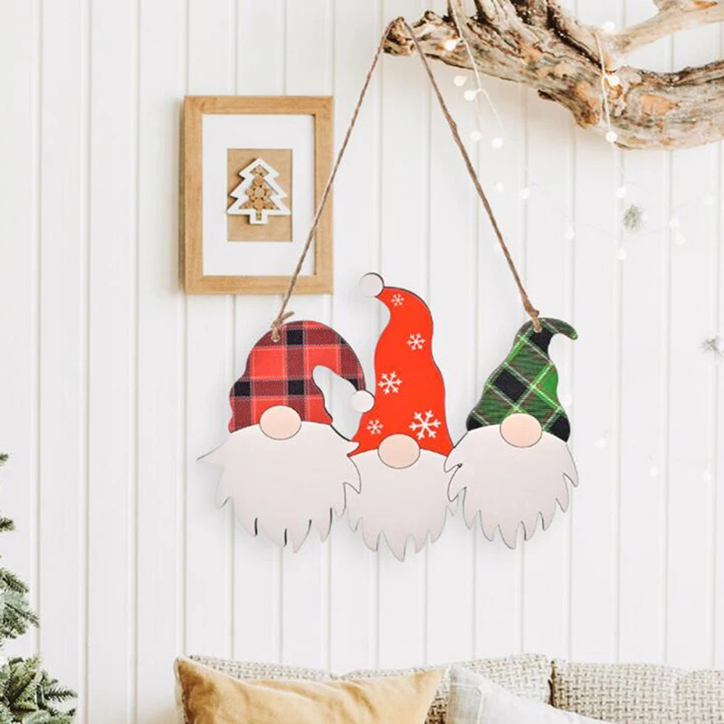 

Christmas Decoration Christmas Wooden Three-headed Door Number Door Hanging