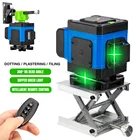 Уровень лазерный, 8 линий, зеленый лазер, самовыравнивающийся, беспроводной пульт дистанционного управления, 360 горизонтальных и вертикальных перекрестных линий, с батареей и штативом