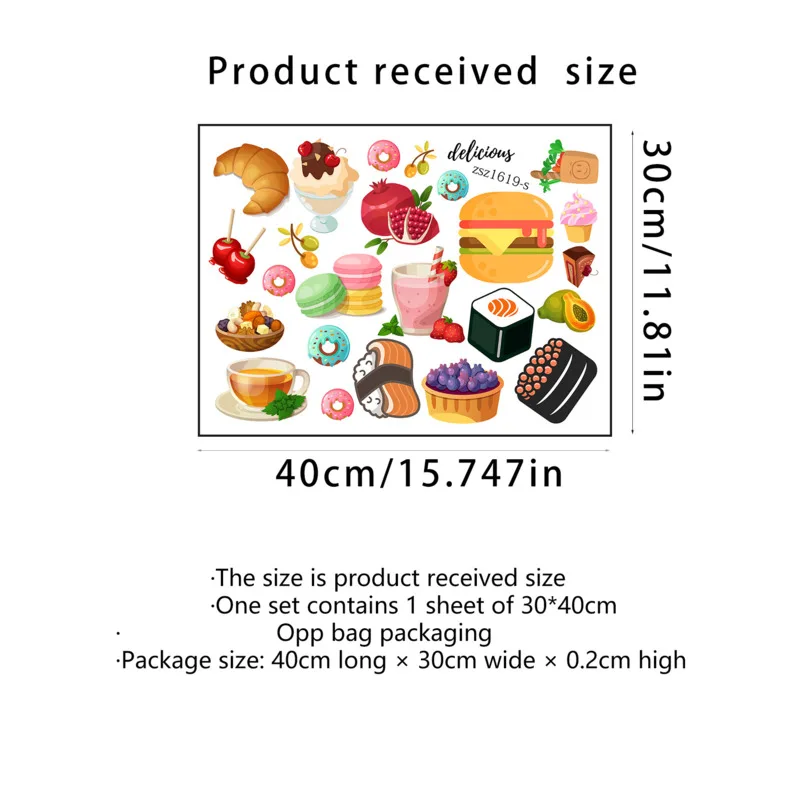 

Wall Stickers Multicolor Bread Fruit Party Removable Self-Adhesive Stickers Childs Bedroom Living Room Decorative Home Decor