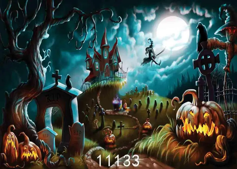 

SHENGYONGBAO Vinyl Custom Photography Backdrops Prop Halloween Eve Halloween Theme Photo Studio Background WS-5502