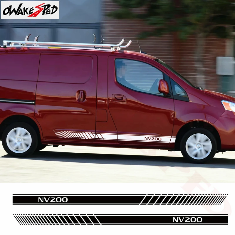2 шт. автомобиль Стикеры s для Nissan NV200 Авто боковой двери юбка спортивные полосы на