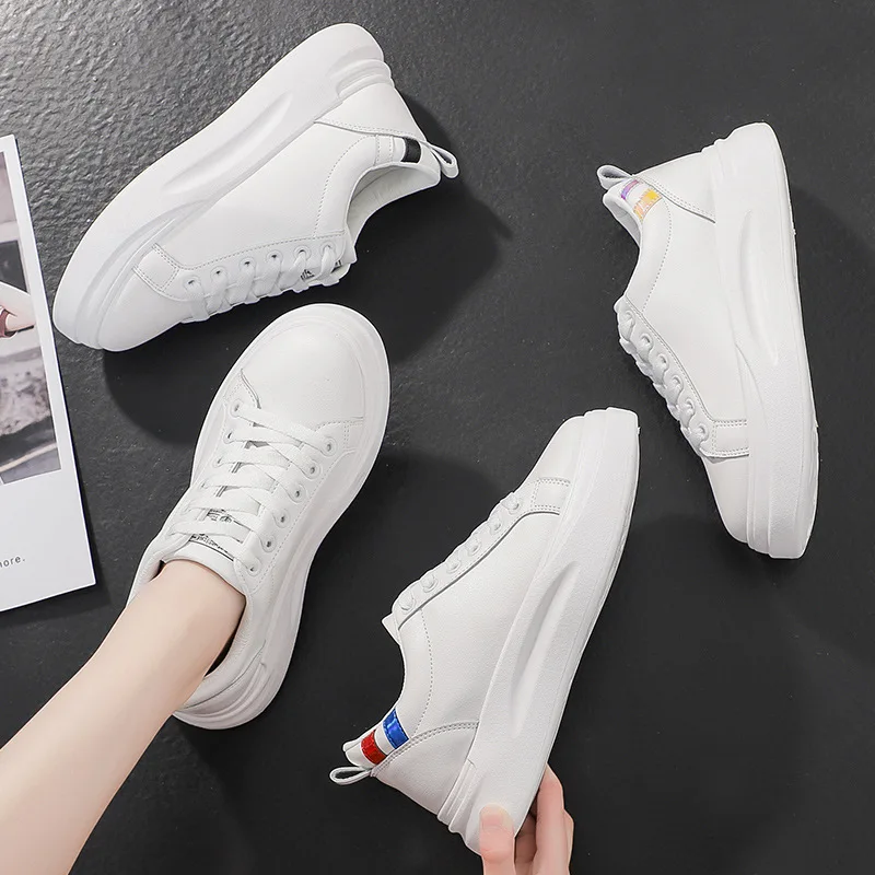 2019 г. Весенне-осенние с сеткой женская одежда повседневная Белая обувь из PU