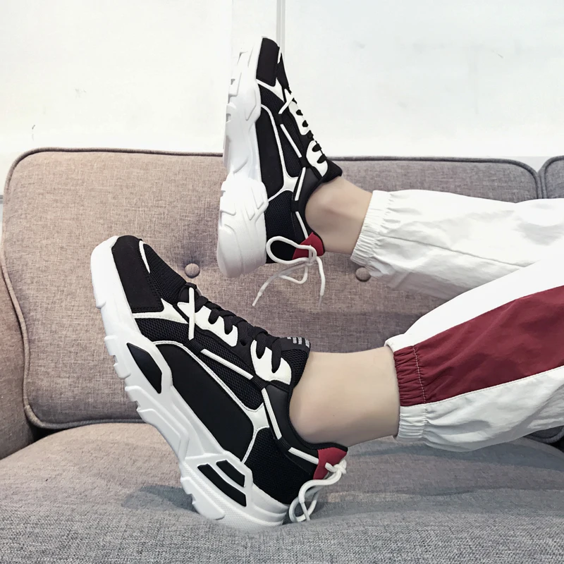 Мужская обувь для бега спортивные кроссовки с толстой подошвой увеличивают рост