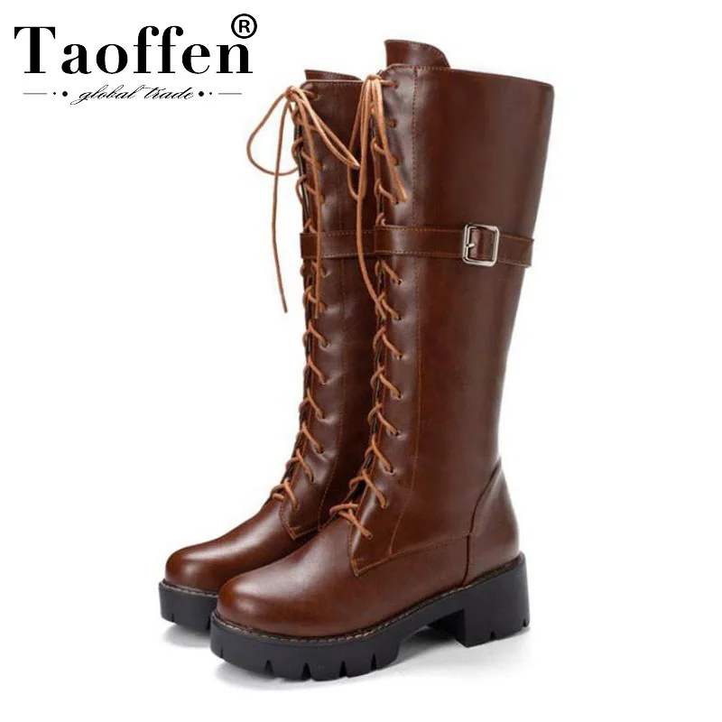 Женские повседневные сапоги на меху TAOFFEN зимние теплые размеров 33-43 с
