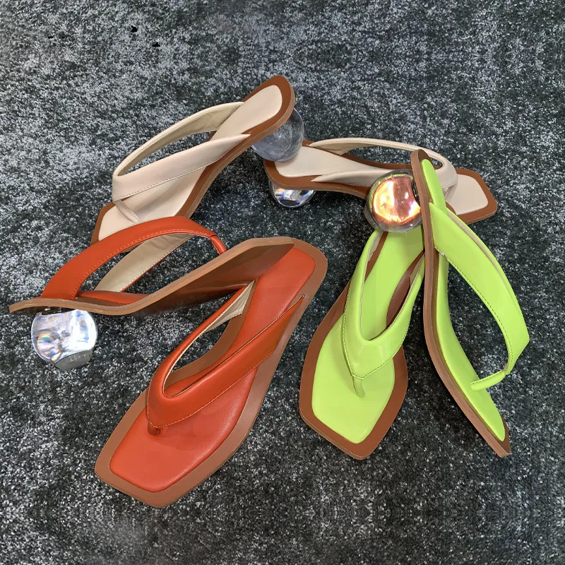 Женские прозрачные шлепанцы с открытым носком на низком каблуке Размеры 35