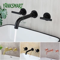 yanksmart luxury 360 swivel spout 3 pcs bathroom faucet basin sink bathtub wall mount dual handles hot and cold mixer water tap