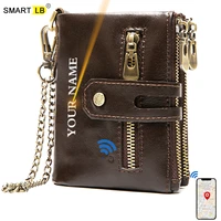 smart anti lost wallet bluetooth compatib genuine leather men wallets with coin pocket chain zipper wallet card holder purse
