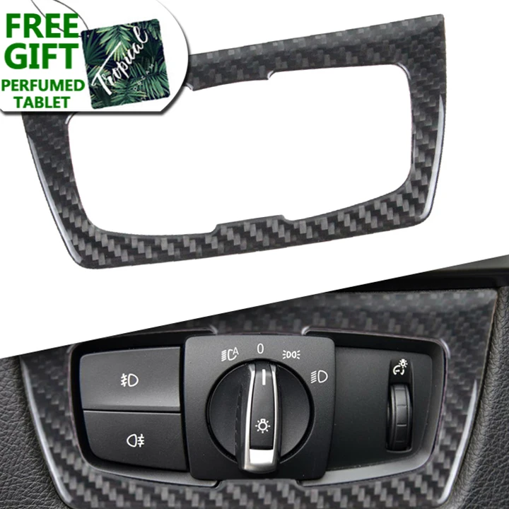 

NULLA Carbon Fiber Headlight Lamp Switch Button Cover Decoration Trim For BMW 3 Series F30 F31 F34 GT 320i 316i Interior Molding