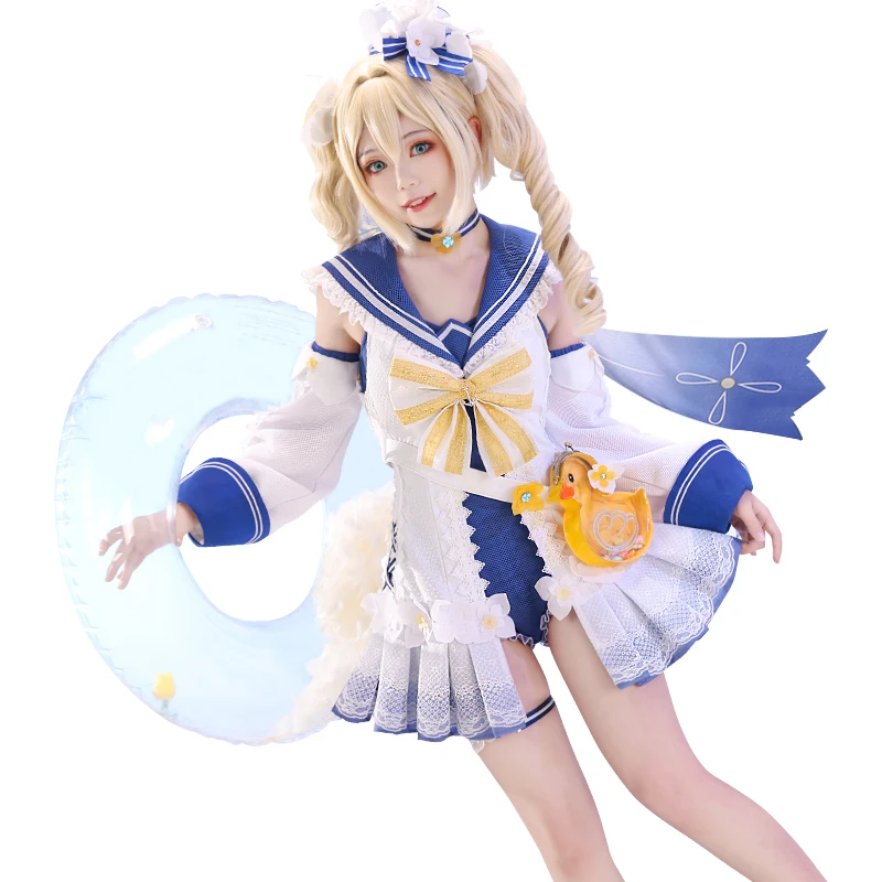 Аниме! Genshin Impact Barbara Shining Concerto купальник милое платье униформа косплей костюм
