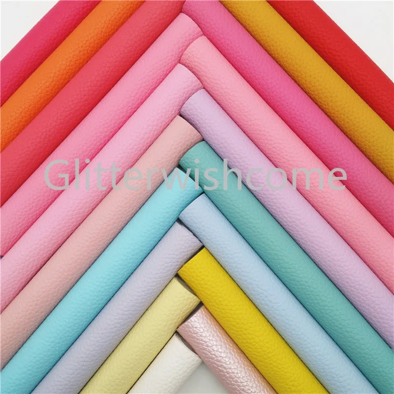 Glitterwishcome 21X29 см A4 размер винил для бантов яркие цвета матовая искусственная ткань личи, искусственная кожа листы для бантов, GM584A