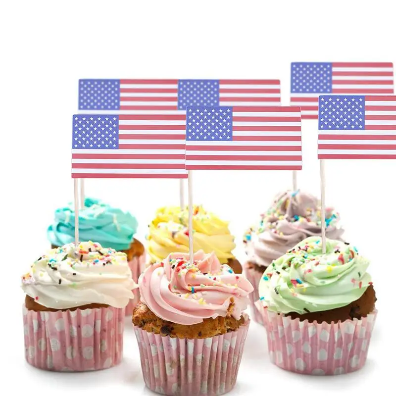 12 шт Мини Американский День Независимости торт Топпер палка Флаг украшения торта