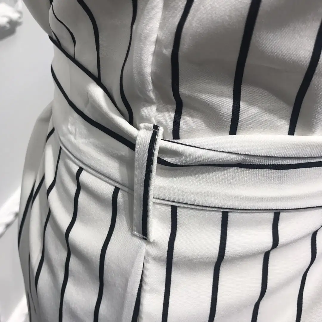 2019 Summer Muslim Fashion Women's Dresses Striped Horn Sleeve kaftan robe | Тематическая одежда и униформа