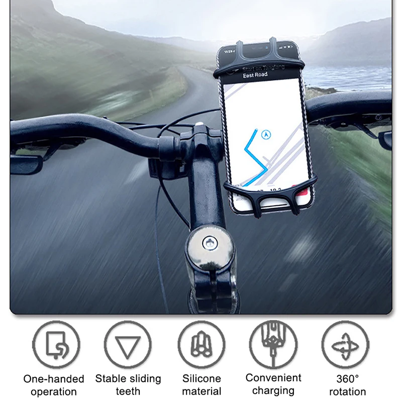 360 rotatabl silicone phone holder bicycle motorcycle stand anti drop mobile gps bracket for iphone 12 lg huawei xiaomi redmi free global shipping