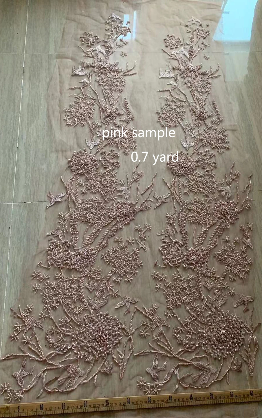SAMPLE PIECE La Belleza нового модного дизайна, контактные линзы, грязно-розовый/черный/Королевский Тяжелая сделанная вручную бисером кружевной ткани 1 ярд - Цвет: SAMPLE PIECE